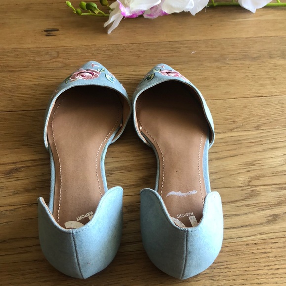 Report Denim Floral Embroidered Flats Size 10W - Picture 5 of 5
